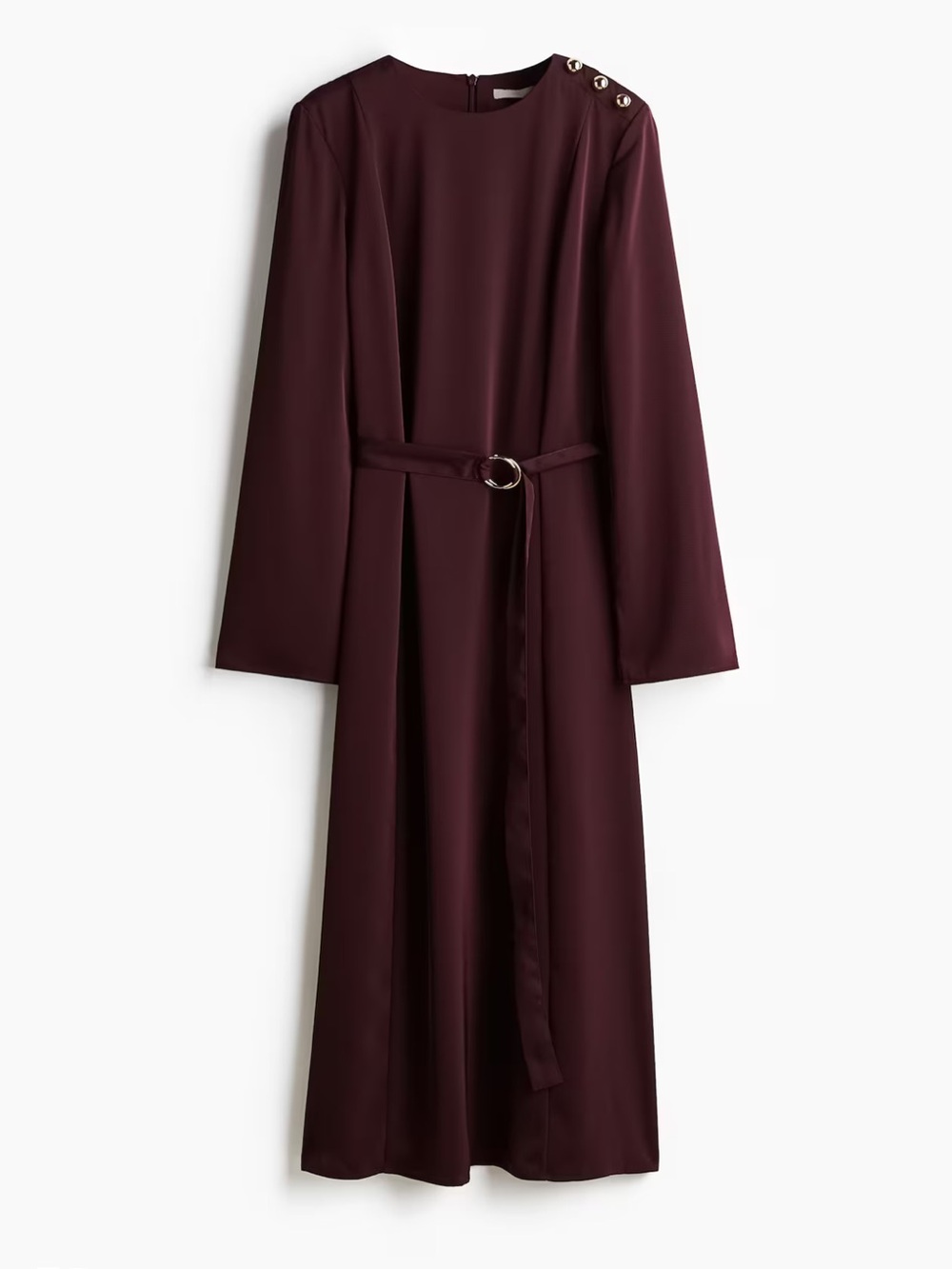 H&M burgundy long sleeve belted dress